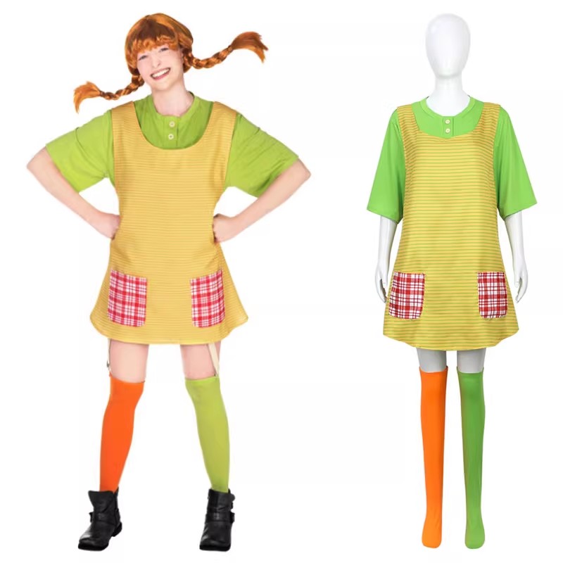 Cosplay Anime Boy - Piippi 코스프레 의상 성인용 녹색 드레스