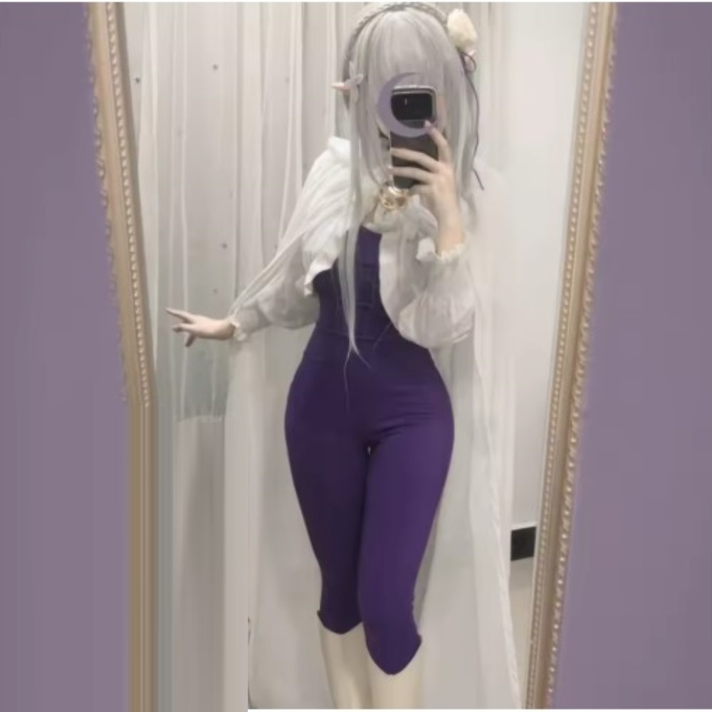 새로운 에밀리아 레제로 코스프레 의상 가발 섹시한 보라 - Anime Cosplay Re Zero 리뷰 및 가격