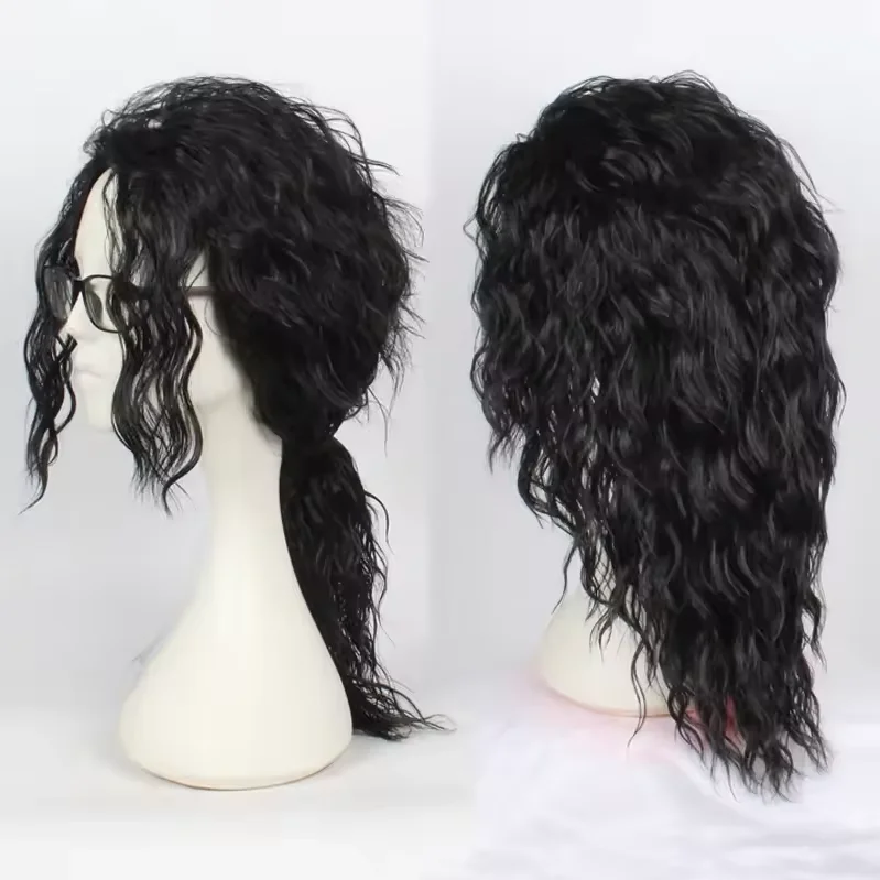 마이클 잭슨 코스프레 가발 또는 안경 MJ 롱 블랙 컬 - Anime Cosplay Long Black Hair 리뷰 및 가격