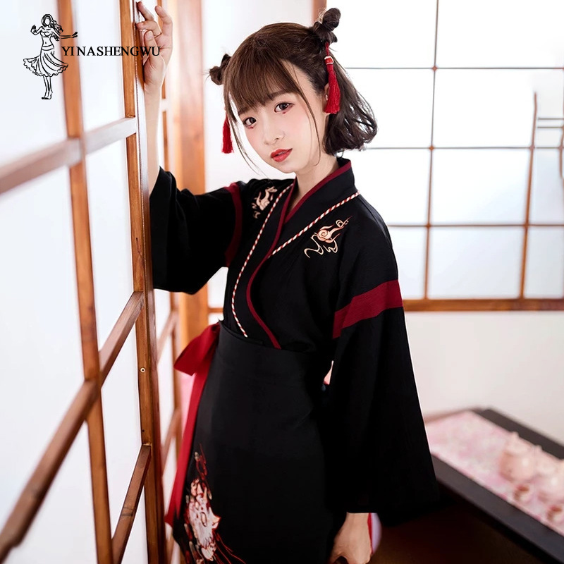 일본 여성 기모노 드레스, 블랙 화이트 고양이 자수 스 - Demon Slayer Haori 리뷰 및 가격