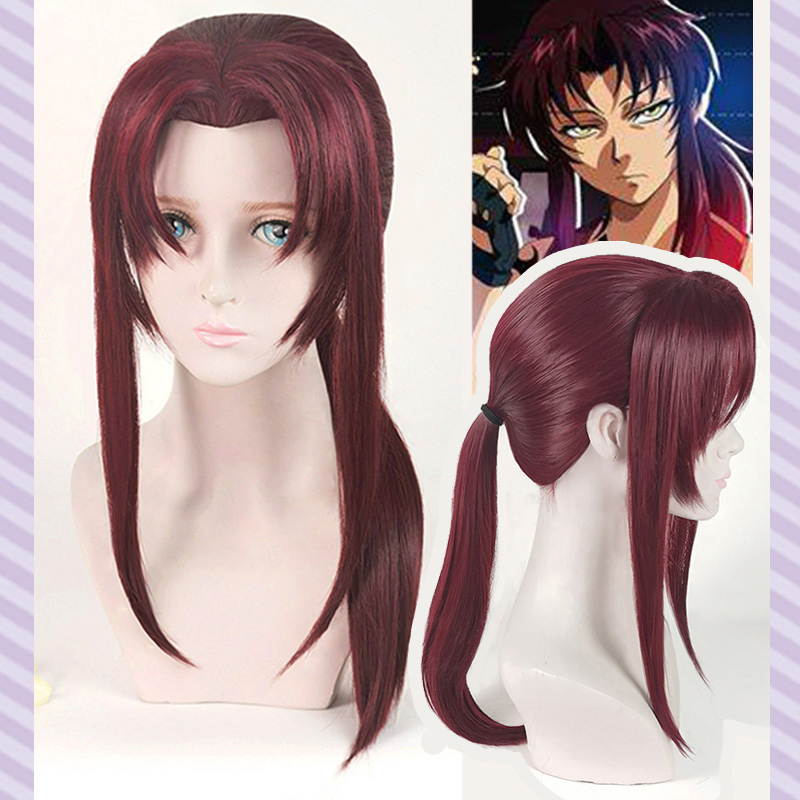 새로운 블랙 라군 레베카 레비 코스프레 가발 와인 다크 - Anime Cosplay Long Black Hair 리뷰 및 가격
