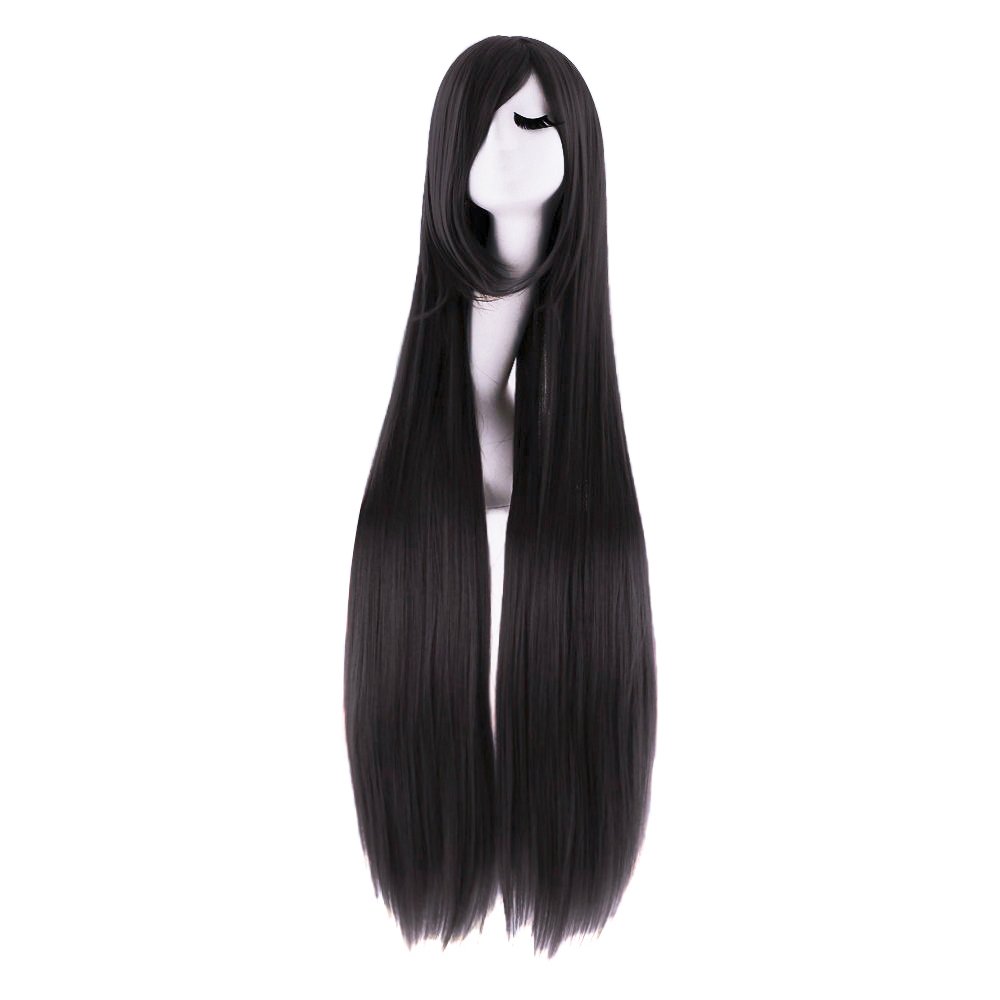 40 인치 100 cm 긴 스트레이트 코스프레 가발 여 - Anime Cosplay Long Black Hair 리뷰 및 가격