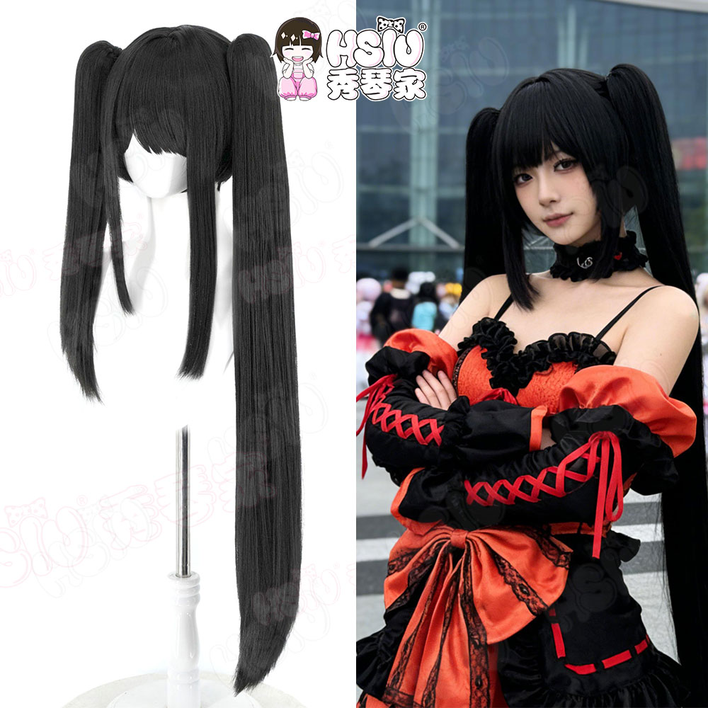 데이트 어 라이브 토키사키 쿠루미 코스프레 가발 HSI - Anime Cosplay Long Black Hair 리뷰 및 가격