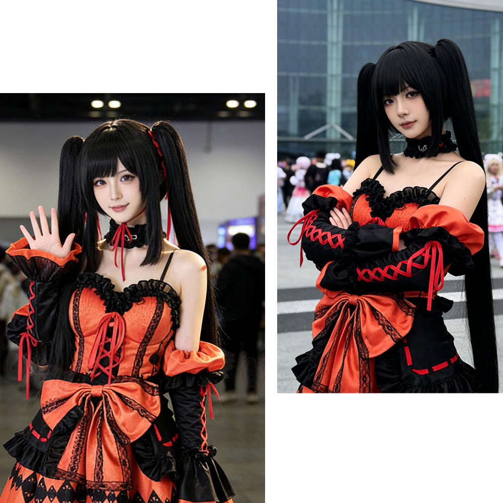 데이트 어 라이브 토키사키 쿠루미 코스프레 가발 HSI - Anime Cosplay Long Black Hair 리뷰 및 가격