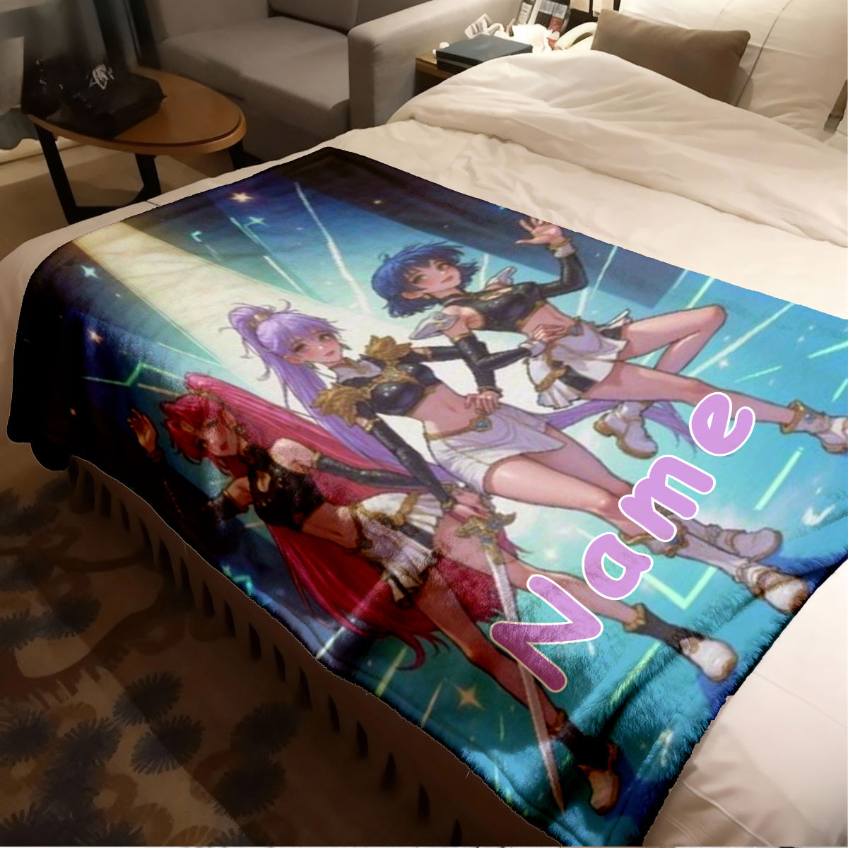 개인화된 애니메이션 소녀 담요 이름 맞춤 디자인 부드러 - Anime Cosplay Girl Name 리뷰 및 가격