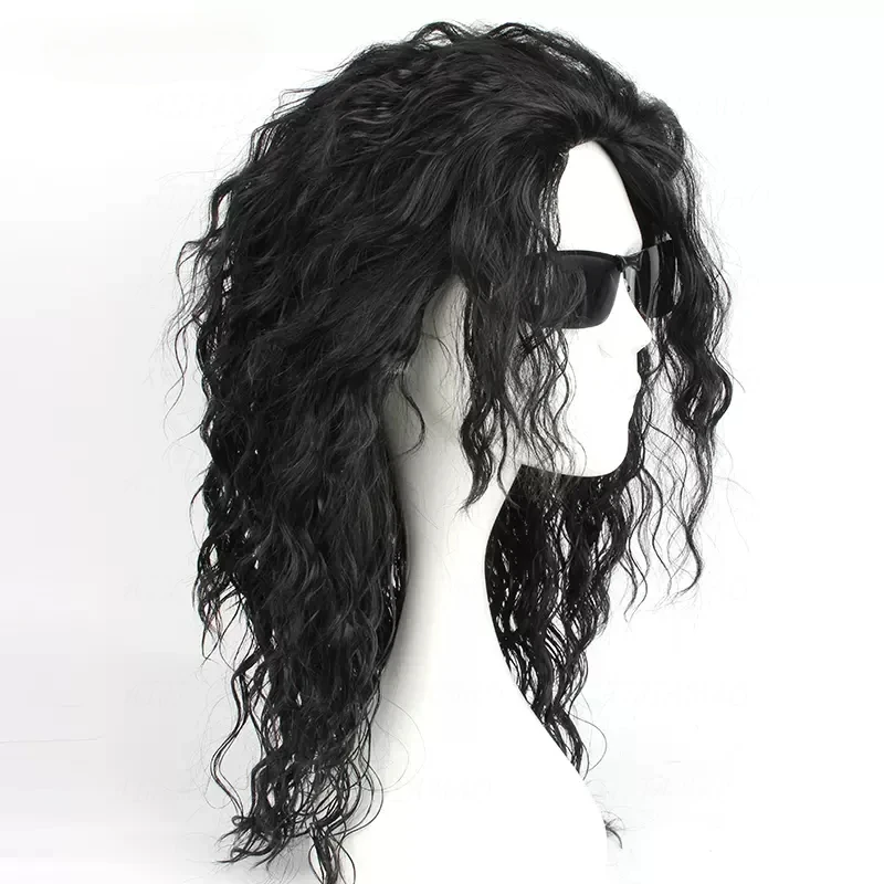 애니메이션 마이클 잭슨 코스프레 마이클 코스프레 블랙  - Anime Cosplay Long Black Hair 리뷰 및 가격